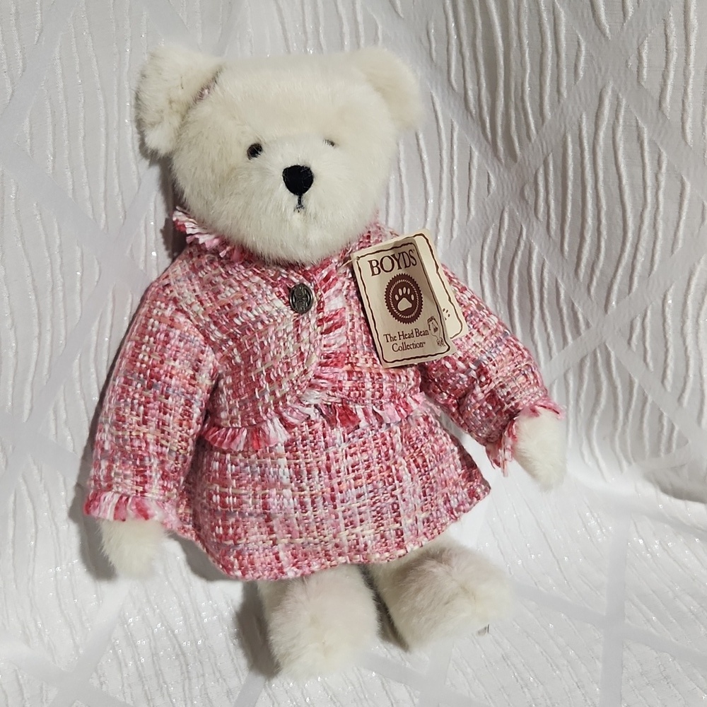 BOYDS Cream Teddy Bear in Pink Tweed Outfit